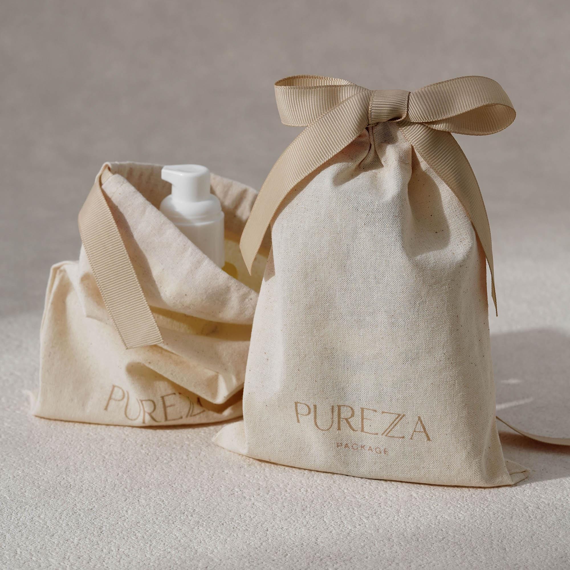 Luxury Skincare Christmas Gifts - Aanpasbare katoenen trekkoordtasjes van natuurlijke katoen,